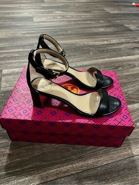Tory Burch Cecile 55mm Black Leather Sandals Block Heels size US 5.5 or EUR 35.5